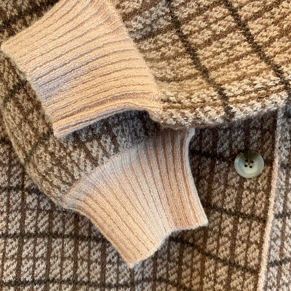 Saltwater Luxe Tan Brown Plaid Neutral Lorelei Long Duster Cardigan Jacket Small - Picture 5 of 6